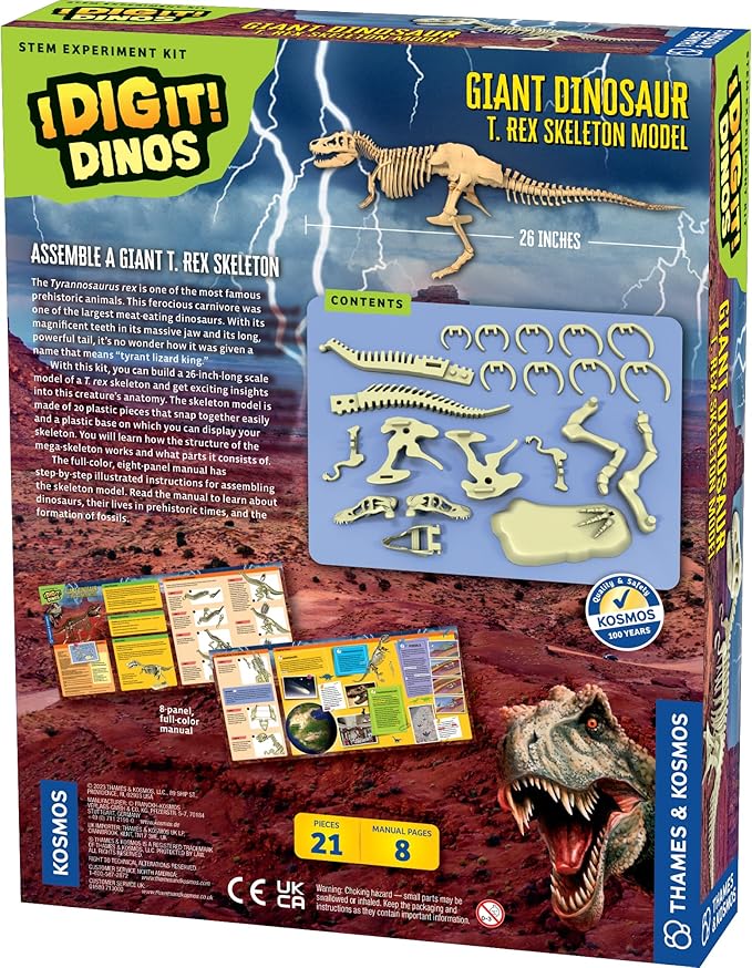 Thames & Kosmos Giant Dinosaur: T. Rex Skeleton Model | STEM Activity | Build a 26-in Long T. Rex Skeleton | Explore Paleontology & Learn Fun Dino Facts | Includes Manual with Step-by-Step Assembly