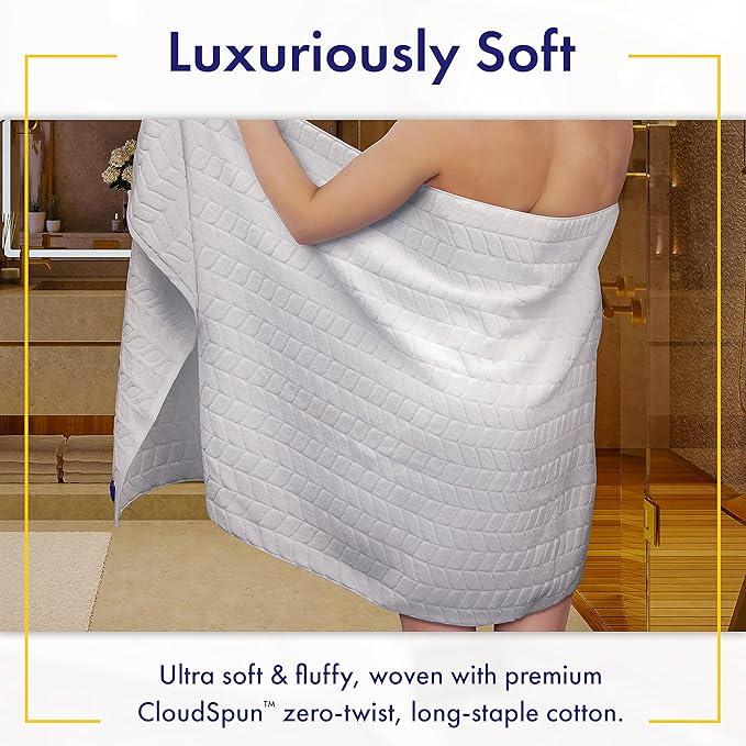 Ultra Soft & Stylish 700 GSM Luxury Bath Sheets | Pack of 2 | Extra Large 35x70 Inches | 100% Zero-Twist, Long-Staple Cotton | Remarkably Absorbent (Papyrus)