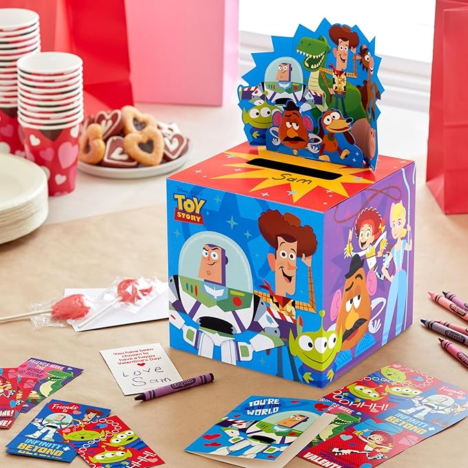 Hallmark Disney/Pixar Toy Story Valentines Day Cards and Mailbox for Kids School Classroom Exchange (1 Box, 32 Valentine Cards, 1 Teacher Card)