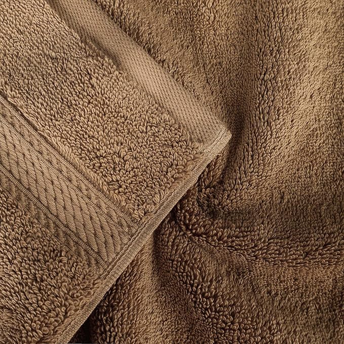 Superior Egyptian Cotton Pile Bath Sheet Set of 2, Ultra Soft Luxury Towels, Thick Plush Essentials, Absorbent Heavyweight, Guest Bath, Hotel, Spa, Home Bathroom, Shower Basics, Latte