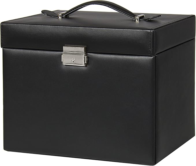 Best Choice Products Leather Box Organizer Storage With Mini Travel Case - Black