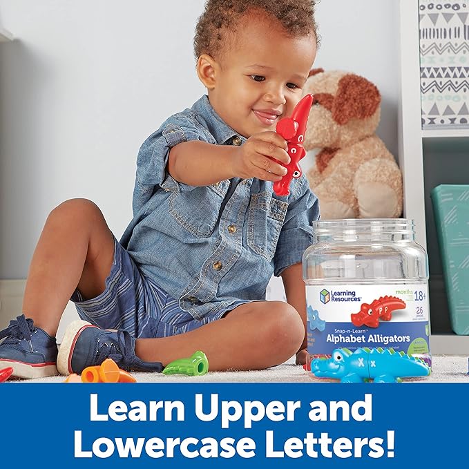 Learning Resources Snap-n-Learn Alphabet Alligators - Toddler Toys, Preschool ABC Activities, Fine Motor Skills, Alphabet Manipulatives, Phonetics and Reading, Sensory Gifts for Boys and Girls
