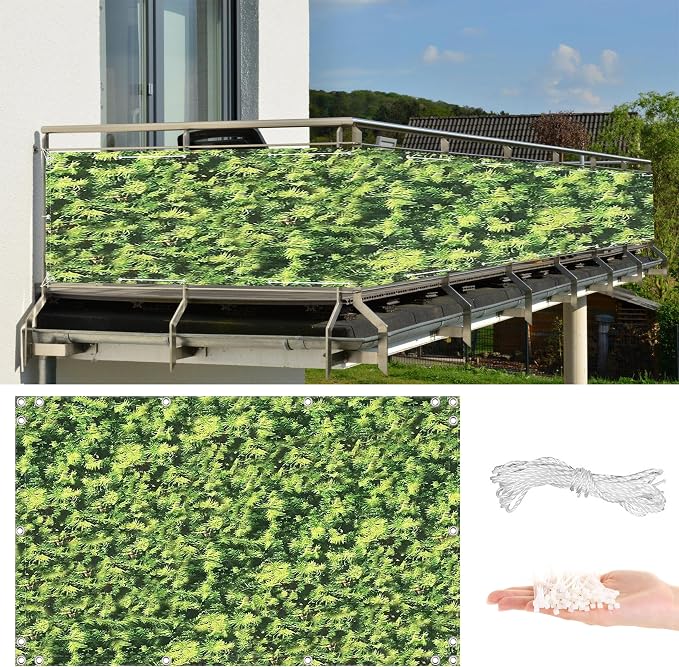 Balcony Privacy Screen 4.9' x 29.5' Durable and UV Resistant Outdoor Privacy