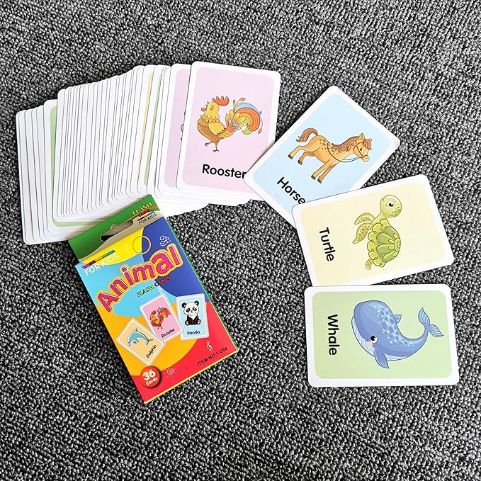 Flash Cards for Toddlers, Educational Learning Set of 144, Body Animal Food Fruit Cards, Ages 2-6, Montessori Preschool Learning Toys for Kindergarten (Orange, Pocket-Size)