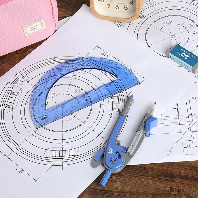 Mr. Pen- Compass and Protractor Set, Math Compass for Geometry and Drawing