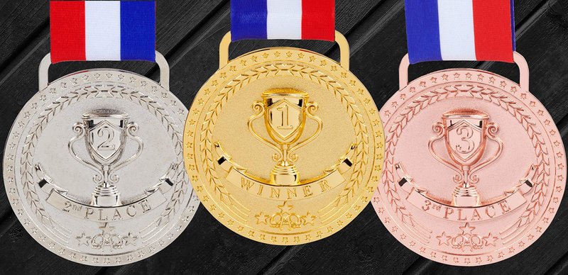 Gold Medal Winner 1st First Place Award Trophy Medal, Bright Gold