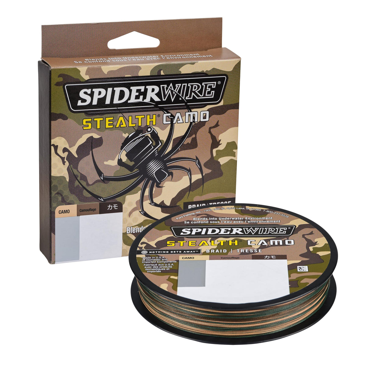 SpiderWire Stealth® Camo Braided Fishing Line, 65lb | 29.4kg, 300yd | 274m Fishing Line, Suitable for Saltwater and Freshwater Environments