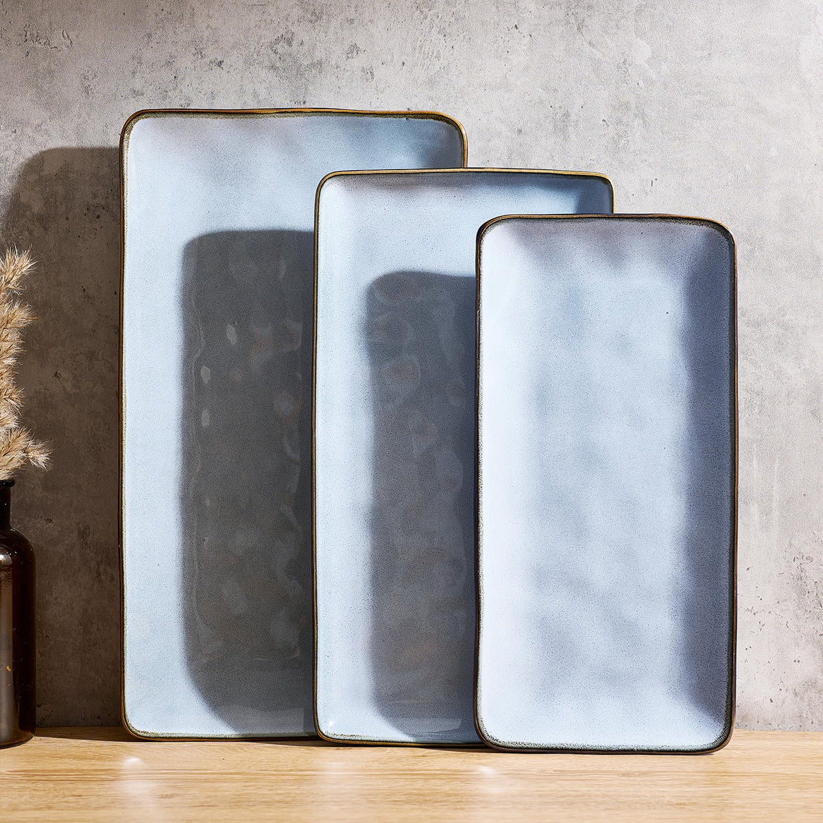 Famiware Serving Platters Set of 3 Sizes - Rectangular, Cappuccino White