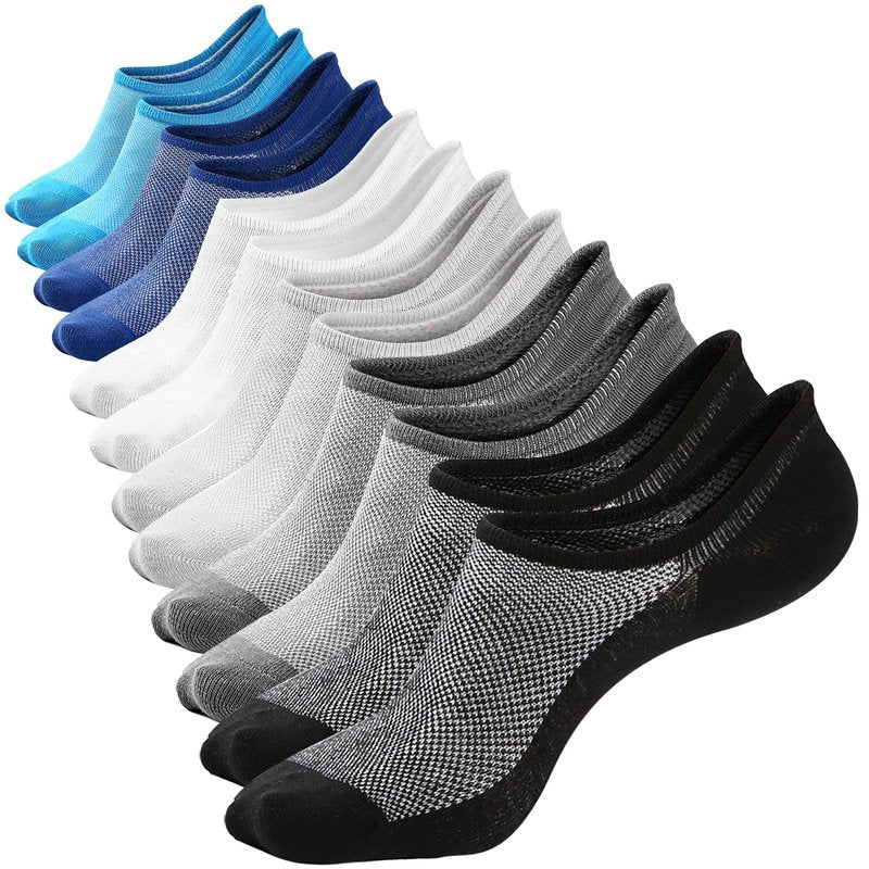 Mottee&Zconia No Show Sock Low Cut Ankle Short Socks for Men Basic Casual Anti-skid Cotton Socks with Non Slip Grips