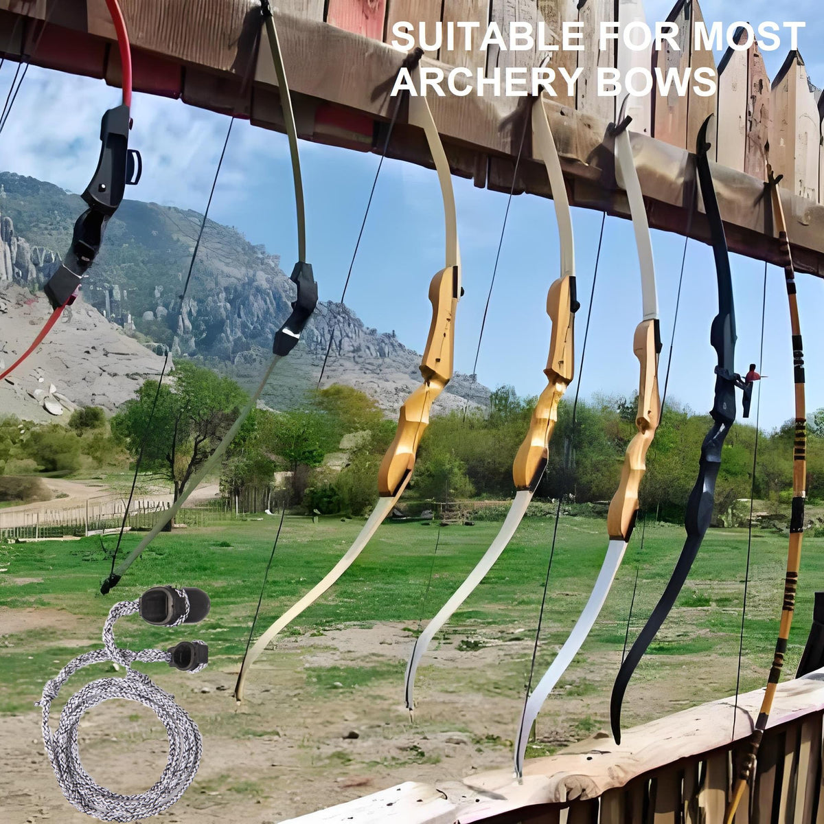 AHOSOUTLY Archery Bow Stringer Tool for Recurve Bow& Longbow- Heavy-Duty Nylon Archery Bow Stringer Portable Safety Stringing Accessories