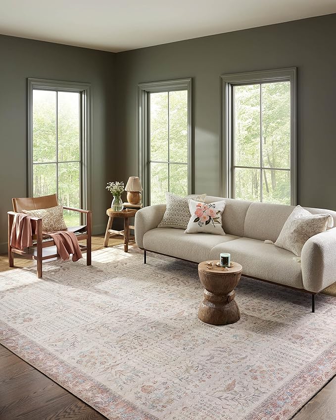 Loloi Rifle Paper Co. Maison Collection MAO-08 Cream 3'-0" x 3'-0" Round, .19" Pile Height, Accent Rug