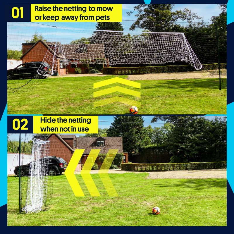 Open Goaaal 3-in-1 Soccer Goal Trainer - Large White - Practice Targets & Soccer Training Equipment - Backstop Net for Backyard - Quick Setup Goal Net & Football Accessories
