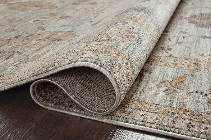 Loloi Magnolia Home by Joanna Gaines Millie Collection MIE-02 Sky/Gold 5'-3" x 5'-3", .25" Pile Height, Round Area Rug