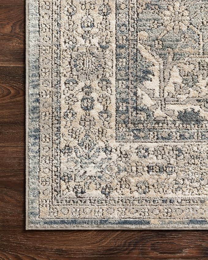 Loloi Teagan Collection TEA-04 Sky/Natural 7'-11" x 10'-6" Area Rug, Large, Soft Neutral Rug, High-Traffic for Living Room, Bedroom, Home Office, Dining Area