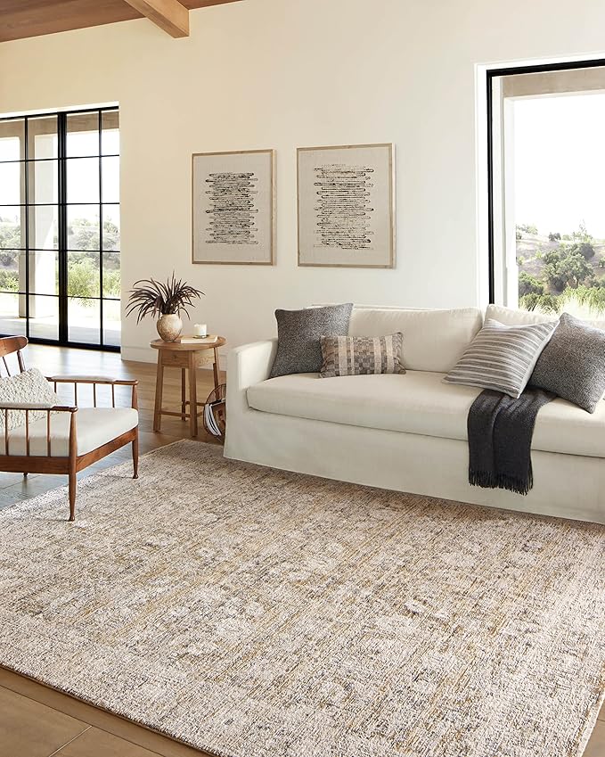 Loloi Amber Lewis Alie Collection ALE-05 Gold/Beige 2'-7'' x 12'-0'', .13'' Pile Height, Runner Rug