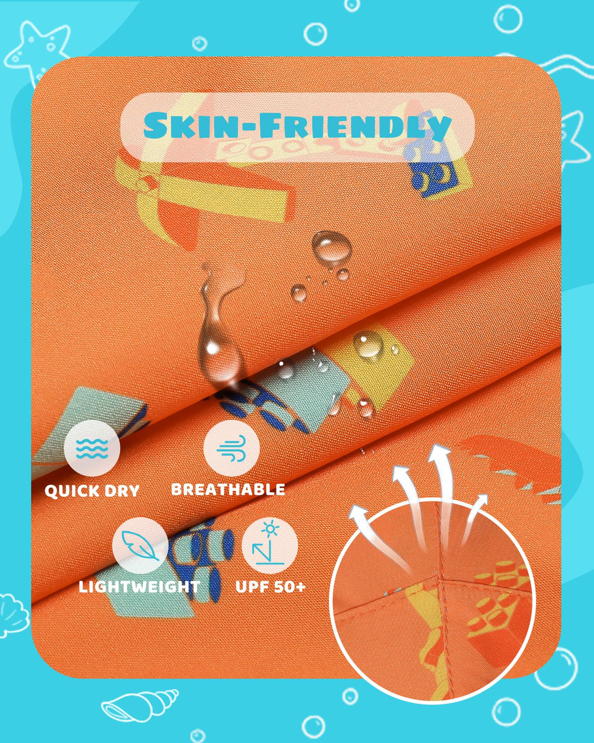 maamgic Boys Swim Trunks with Compression Liner Toddler Stretch Swim Shorts Quick Dry Swimming Trunks Boxer Brief 2 in 1 Beach Shorts Orange Blocks 5/6
