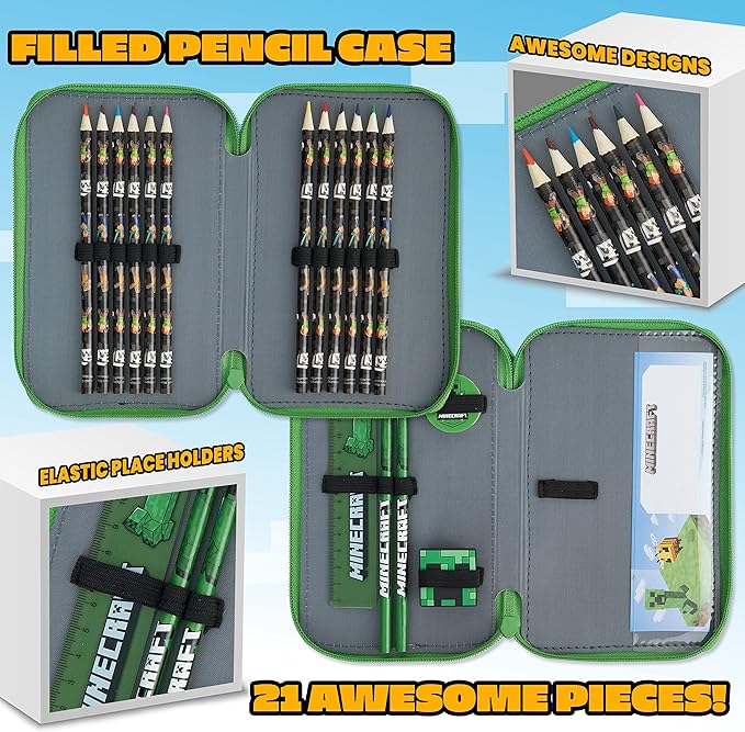 Minecraft Kids Pencil Case Stationery Pens Colored Pencils Notebook School Supplies Gamer Gifts for Boys