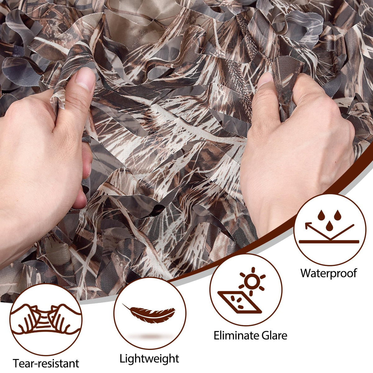 Yeacool Large Camo Netting Camouflage Netting Bulk Roll Burlap Camo Tarp Sunshade Net for Dinosaur Birthday Party Decoration Hunting Blind Material Bird Watching (Dry Grass, 65.6ftx4.9ft, 20m*1.5m)