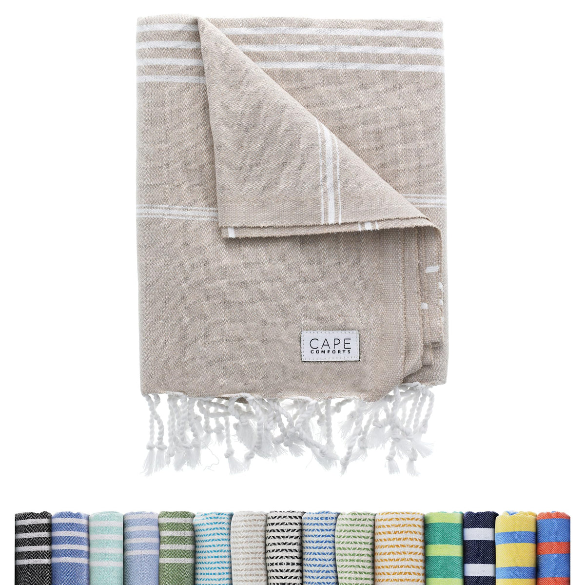 Cape Comforts Large Turkish Beach Towel, Striped Kelly Green & Pistachio - 37'' x 67'' - Super Soft & Lightweight - Quick Dry Sand Free Travel Towels for Beach or Bath - Gifts