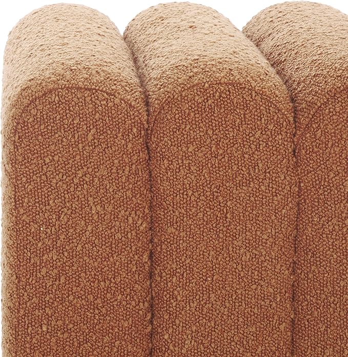 SAFAVIEH Home Collection Joseph Rust Boucle Channel Tufted Square Ottoman Seat Foot Rest (Fully Assembled)