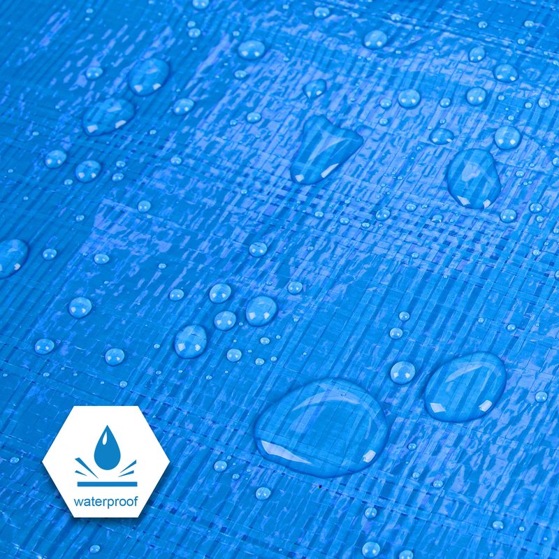 CARTMAN Finished Size 10x10 Feet Blue Poly Tarp 5 Mil Thick, Multipurpose Protective Cover for Camping, Tent, Boat, RV, Car
