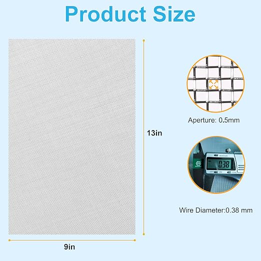 16 Pcs 13x9 40 Mesh 304 Stainless Steel Wire Mesh Sheet, Rustproof Metal Mesh