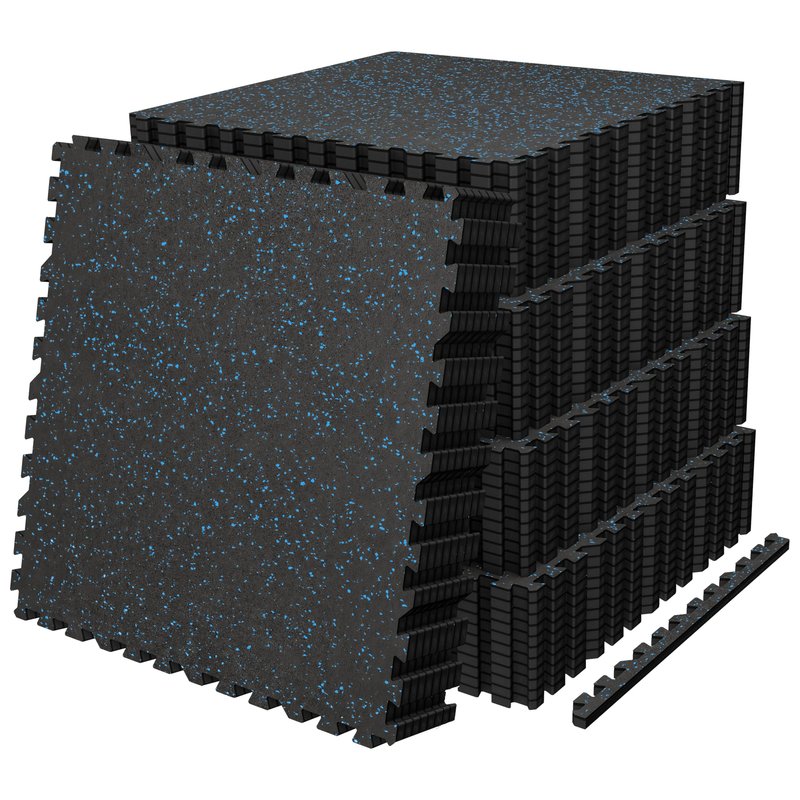AIRHOP 0.56in Thick 192 Sq Ft Exercise Equipment Mats, 48 Tiles Upgraded Rubber Top with High Density EVA Foam, Large Interlocking Puzzle Gym Flooring for Home Gym, Heavy Weight Workout, 24 x 24in