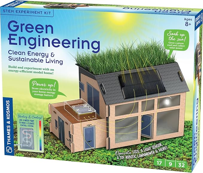Thames & Kosmos Green Engineering STEM Kit | Build & Experiment with an Energy-Efficient Model Home, Explore Clean Energy, Sustainable Living, Includes Solar Panel, LEDs, Sensors, Ideal for Classrooms