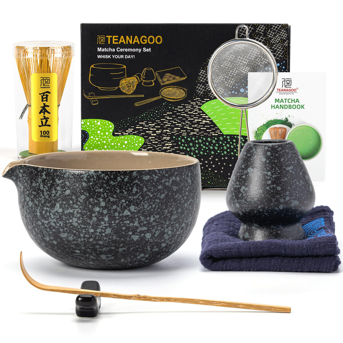 TEANAGOO Matcha Whisk Set Pink,Ceremony Matcha Set Kit Grident Pink,Matcha Tea Set for Making Breakfast/Latte,7 Pcs Matcha Whisk Set and Bowl with All Accessories,Gift for Family/Friend