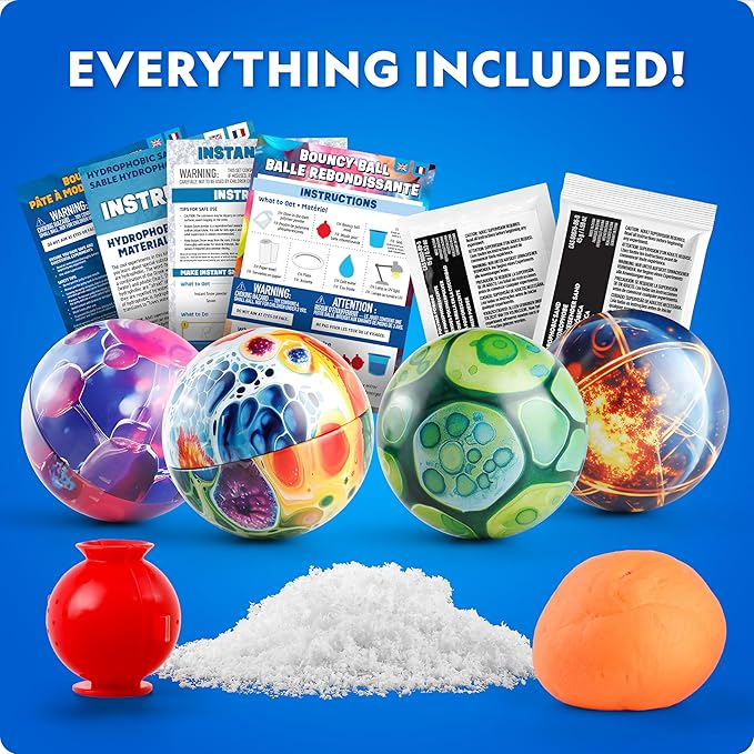 Blue Marble Science Ornaments Christmas Crafts for Kids Kit – 4 Ornaments with Holiday Science Experiments - Bouncy Ball Holiday Crafts, DIY Instant Snow Activities for Kids, Boys, and Girls