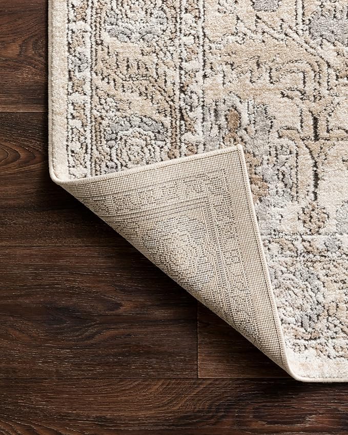 Loloi Teagan Collection TEA-03 Ivory/Sand 7'-11" x 10'-6" Area Rug, Large, Soft Neutral Rug, High-Traffic for Living Room, Bedroom, Home Office, Dining Area