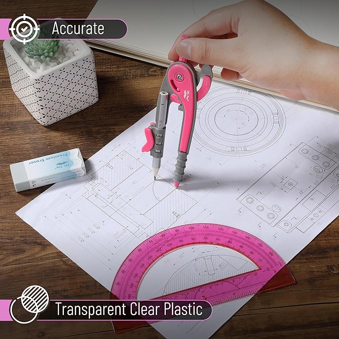 Mr. Pen- Compass and Protractor Set, Math Compass for Geometry and Drawing