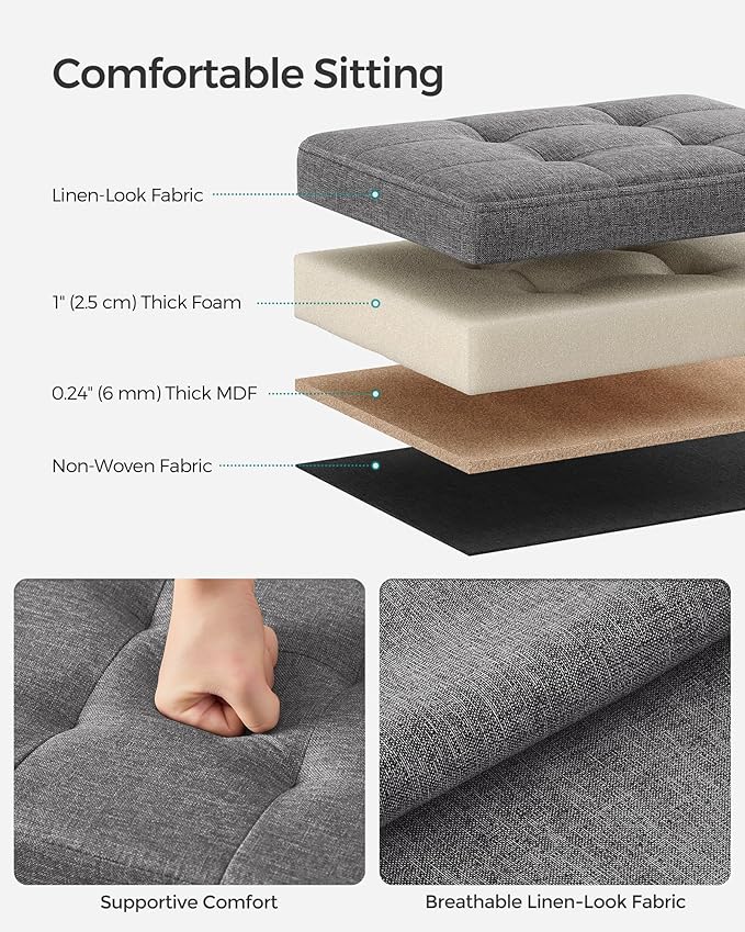 SONGMICS Small Folding Storage Ottoman, Set of 2, Foot Rest Stool, Cube Footrest, 12.2 x 16.1 x 12.2 Inches, 286 lb Load Capacity, for Living Room, Bedroom, Home Office, Dorm, Dark Gray ULSF102G21