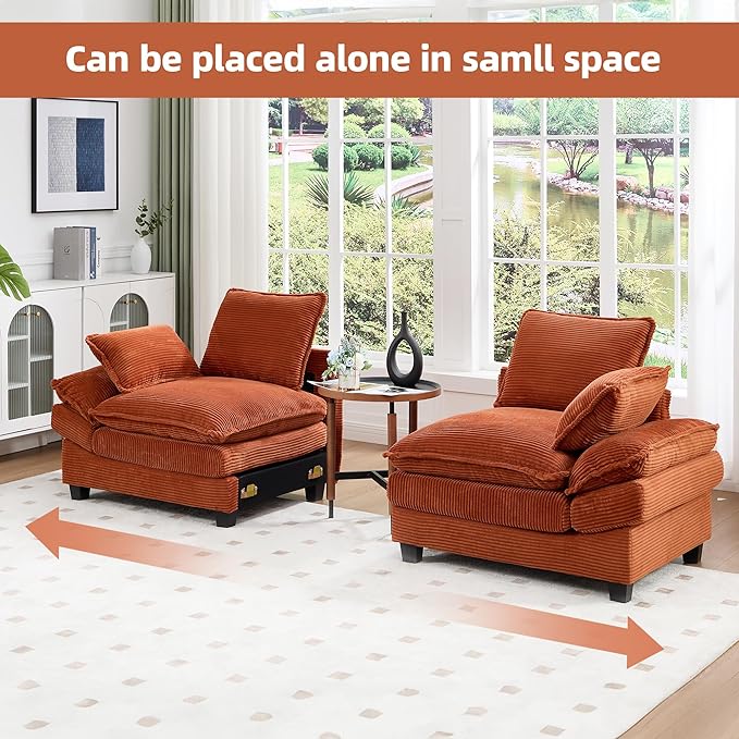 83" Loveseat Sofa, Cloud Couches for Living Room, Comfy Corduroy Couch with Deep Seat, Love Seat Couches for Bedroom, Apartment and Office, Easy Assemble for Small Space (Orange)