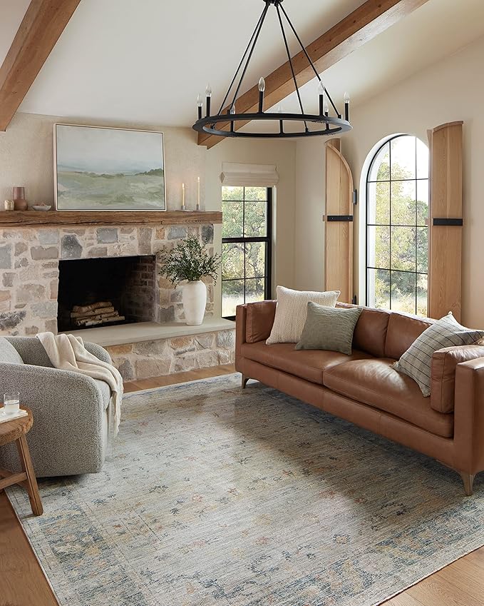 Loloi Magnolia Home by Joanna Gaines Millie Collection MIE-04 Slate/Multi 9'-6" x 13'-1", .25" Pile Height, Area Rug