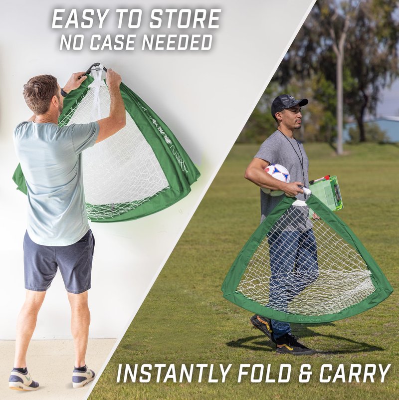 GoSports Team Tone 4 ft x 3 ft Portable Soccer Goal for Kids - Pop Up Net for Backyard - Dark Green