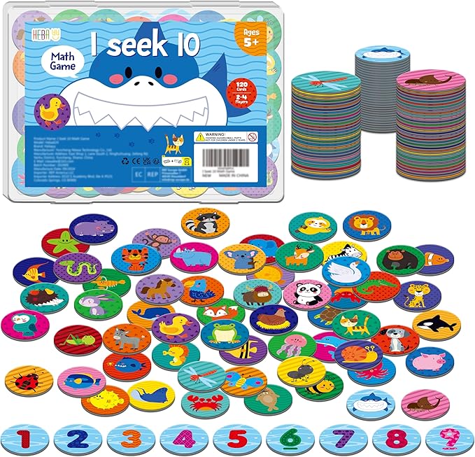 Math Games, Addition and Subtraction Games, 120 Round Cards Math Facts Counting Games Educational Learning Toy for Kindergarten 1st 2nd, Homeschool & Classroom, Ages 6+