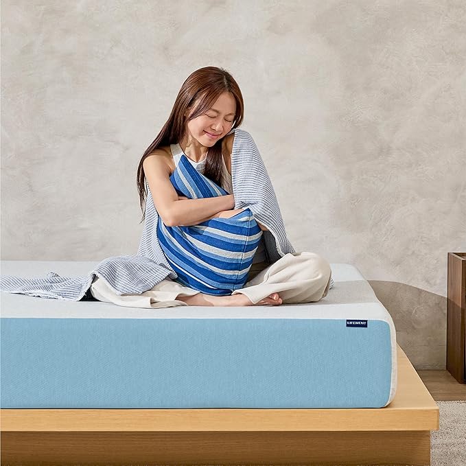 LIFEMENT Basic Queen Cooling Gel Infused Memory Foam Mattress in a Box | Medium Firm Bed, Fiberglass Free, Certified Pressure Relief Foam, Cooling Comfort Sleep, 12 Inch