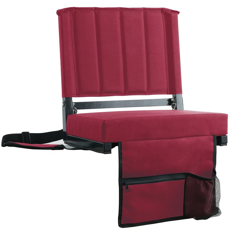SPORT BEATS Stadium Seats with Back Support Bleacher Chairs with Back and Cushion Thick Padded Bleacher Seats Includes Shoulder Strap Maroon 2pcs Standard