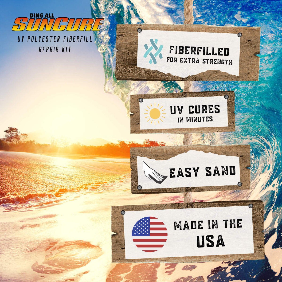 Sun Cure 1oz Fiberfill Mini Kit w/Sandpaper Surfboard Repair