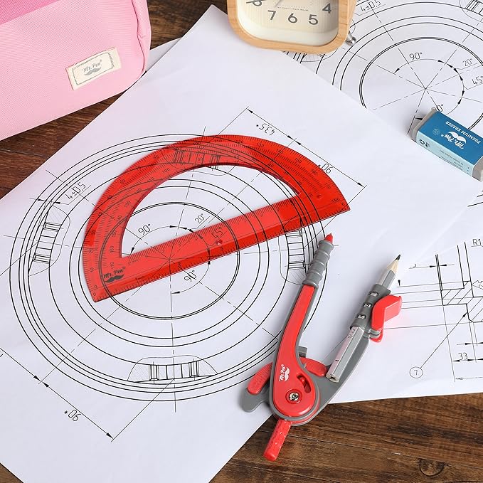Mr. Pen- Compass and Protractor Set, Math Compass for Geometry and Drawing