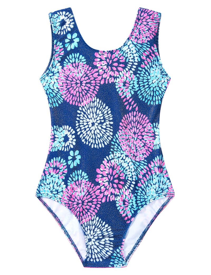 Domusgo Gymnastics Leotards for Girls 8-9 Years Old Blue Pink Sparkly One Piece Tumbling Outfits