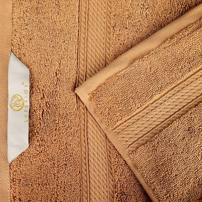 SUPERIOR Egyptian Cotton Pile Bath Towel Set of 4, Ultra Soft Luxury Towels, Thick Plush Essentials, Absorbent Heavyweight, Guest Bath, Hotel, Spa, Home Bathroom, Shower Basics, Rust