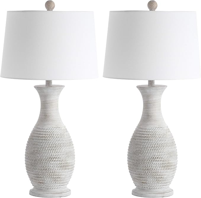 SAFAVIEH Lighting Collection Bentlee Rustic Grey 30-inch Bedroom Living Room Home Office Desk Nightstand Table Lamp Set of 2 (LED Bulbs Included)
