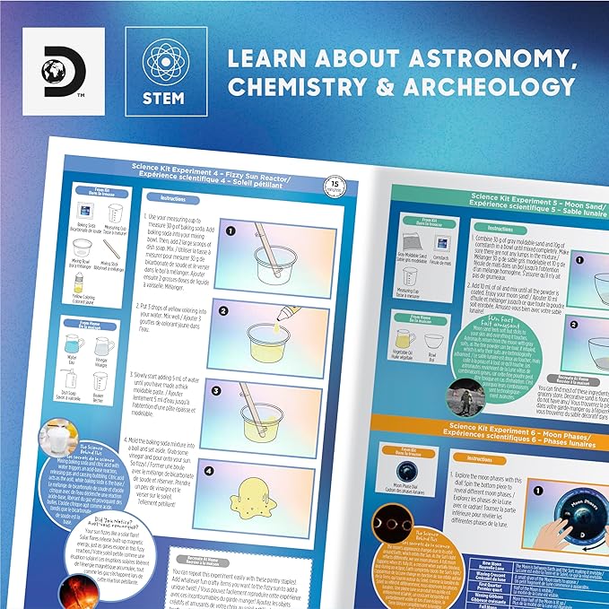 Discovery™ Galactic Space Science Kit – 61 Experiment STEM Lab for Kids| Astronomy & Chemistry Activity Set| Includes DIY Telescope, Crystals, Slime, Moon Rocks| Educational Learning Toy Gift| Ages 8+