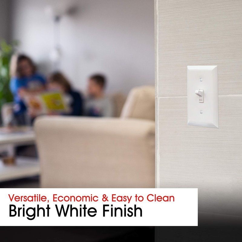 Power Gear Single Wall Plate Cover, 1 Gang, Outlet Covers, Light switch cover, 2.75" x 4.5" , Screws Included, White, 07174
