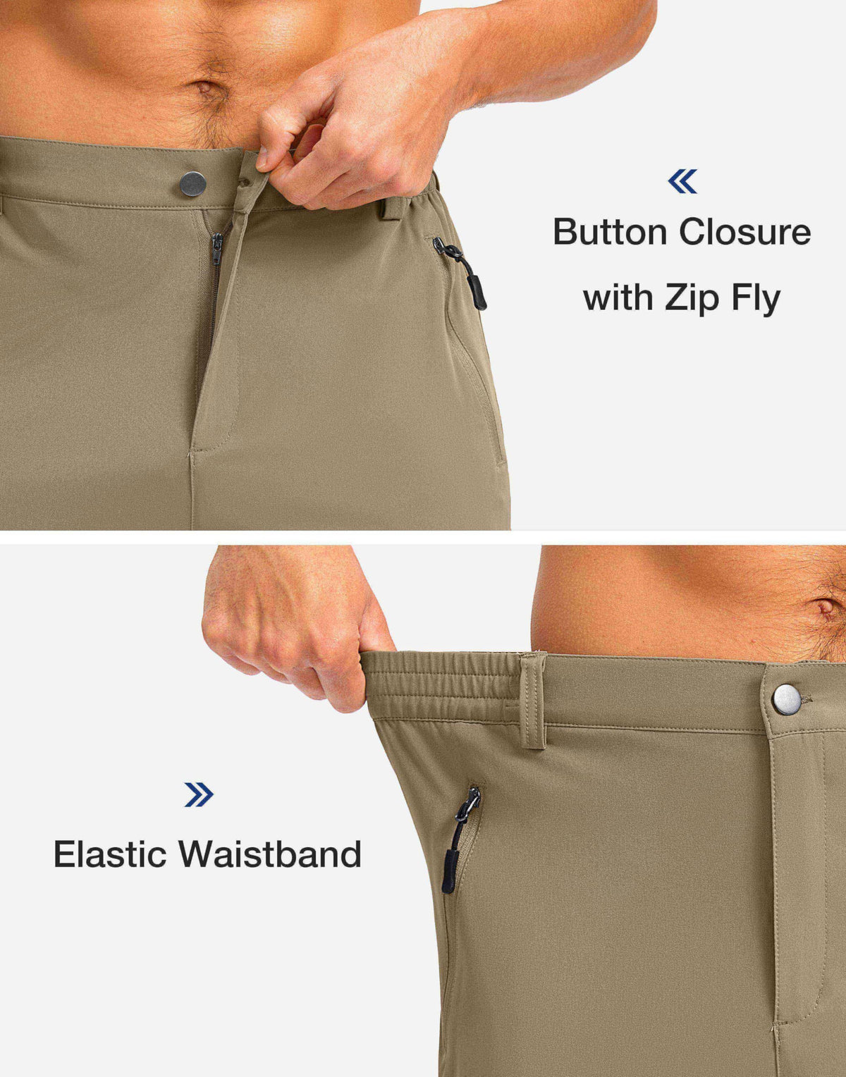 Pudolla Men's Hiking Shorts 11" Lightweight Cargo Work Shorts for Men Summer Travel Golf Casual Outdoor with 5 Pockets(Dusty Khaki Medium)