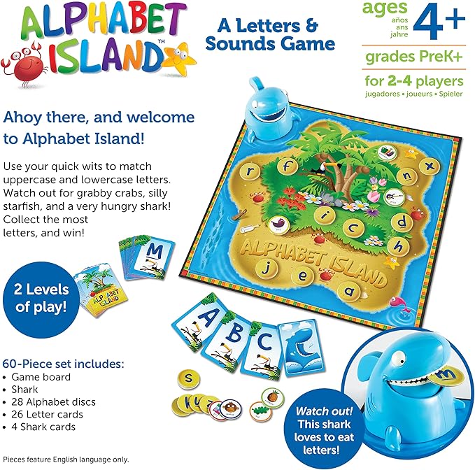 Learning Resources Alphabet Island a Letter & Sounds Game - Montessori ABC Toys, Learn to Read, Phonics for Toddler , Writing Practice, Board Game, Homeschool Supplies, Educational Activity