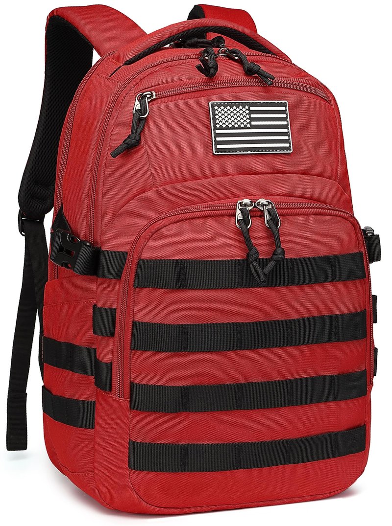Wotony Military tactical backpack, backpack for men black small tactical assault bag (Red, 20 inch)
