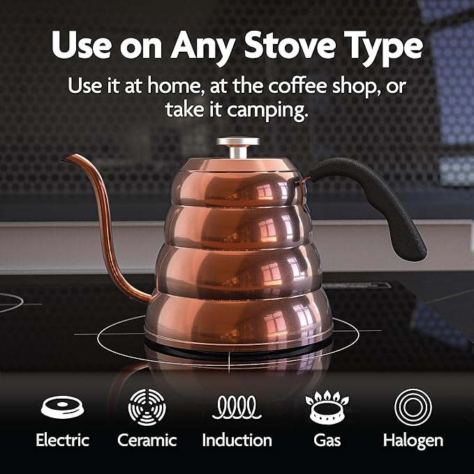 Viante Gooseneck Stovetop Pour Over Coffee Kettle, Built-in Thermometer